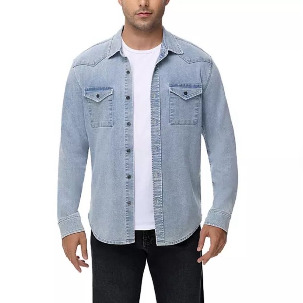 Light Blue Denim Shirt - Classic Long Sleeve